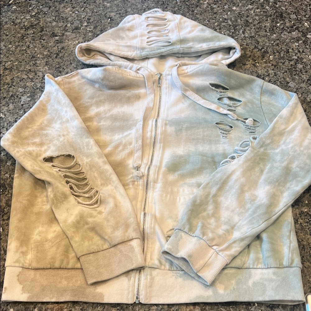 POL Anthropologie Distressed Tie-Dye Hoodie
